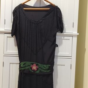 Black, beaded 1930's dress